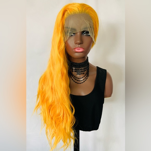 24” Orange Mango Premium Fiber 13x2.5 Lace Front Wig - Picture 5 of 9